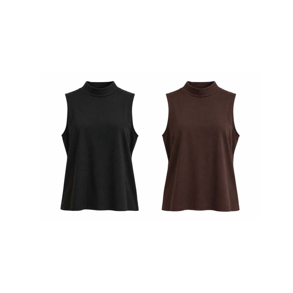 Boston Proper Sleeveless Mock Neck Tops Bundle of 2 (Brown & Black) Size Medium